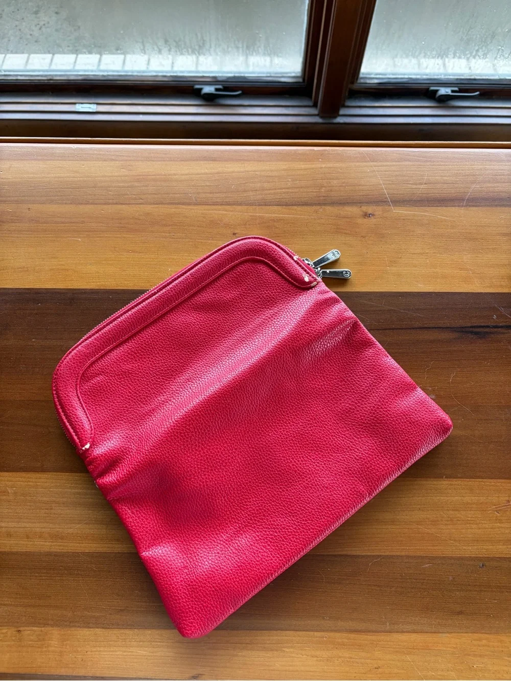 Charming Charlie Red Leather Fold-Over Clutch Bag